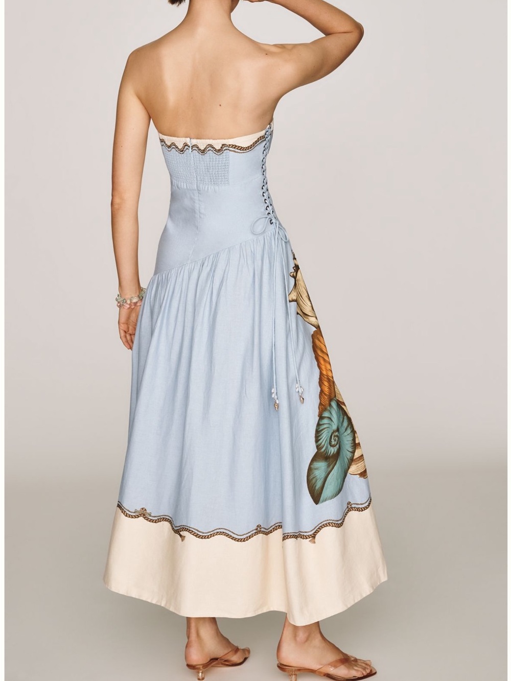 New FARM Rio Souvenir Strapless Midi Dress - Picture 3 of 4